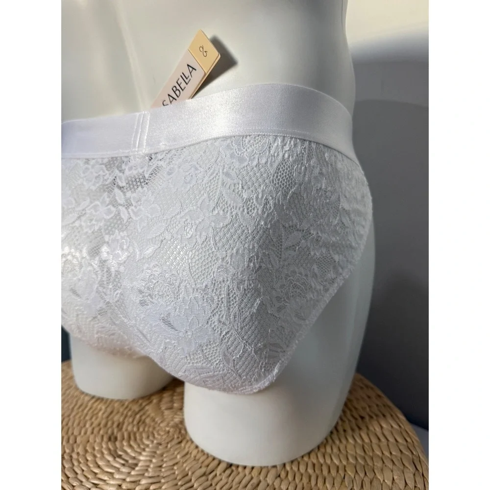 Cosabella Never Say Never Mens Sports Brief White Lace Underwear size XL NWT